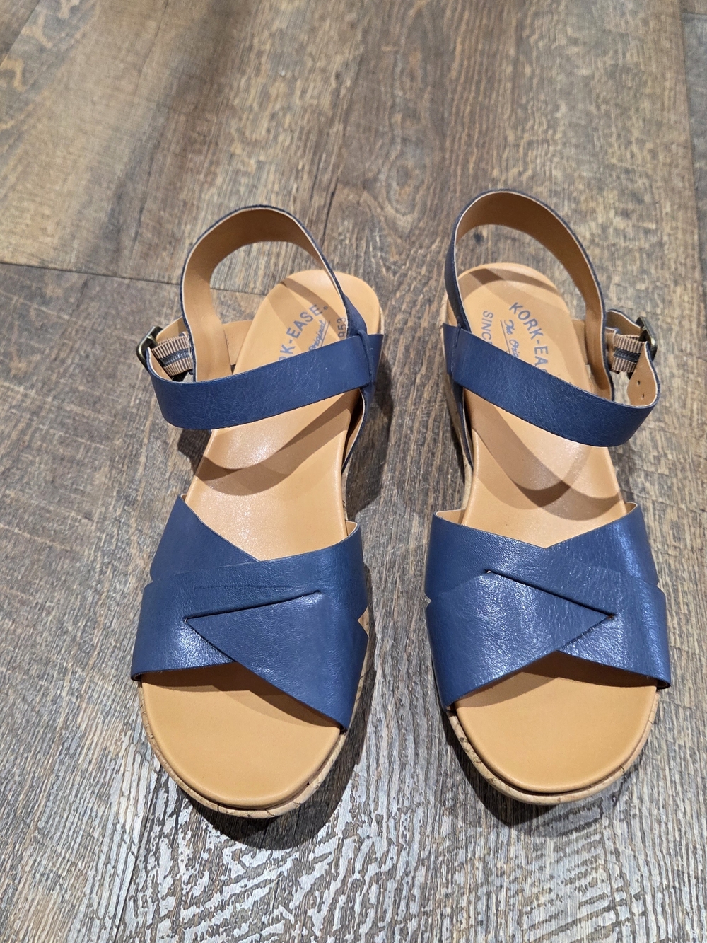 Kork-Ease Womens Blue Cork Wedge Sandals Size 8M - Picture 10 of 10